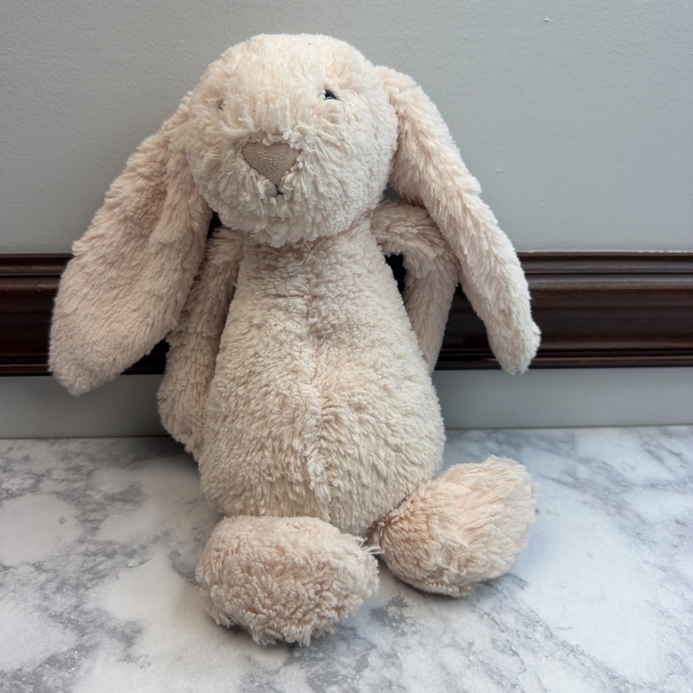 Jellycat Little Bashful Bunny 12" Light Pink Plush Rabbit Chime Rattle Pristine